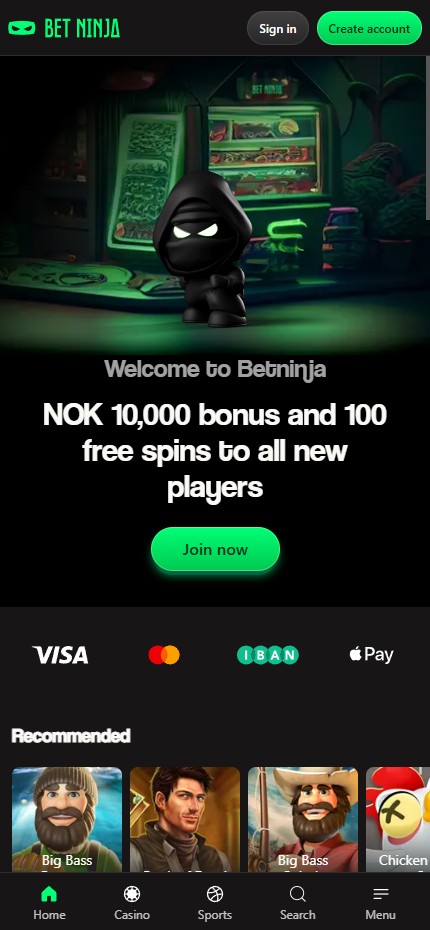 BetNinja mobile home