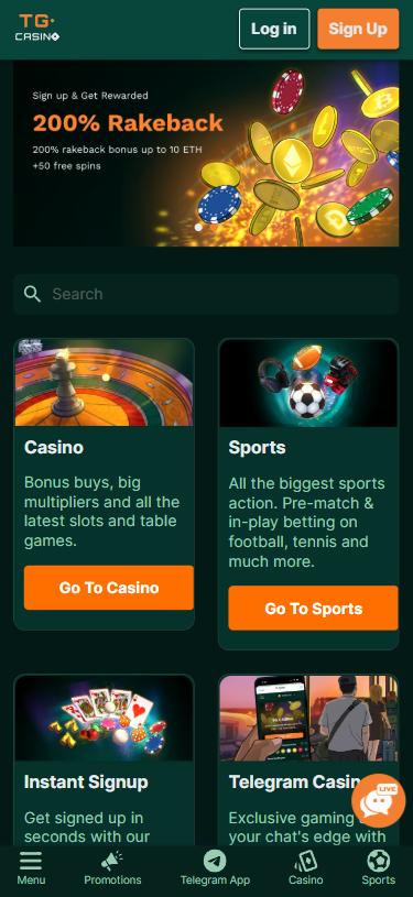 TG.Casino mobile home