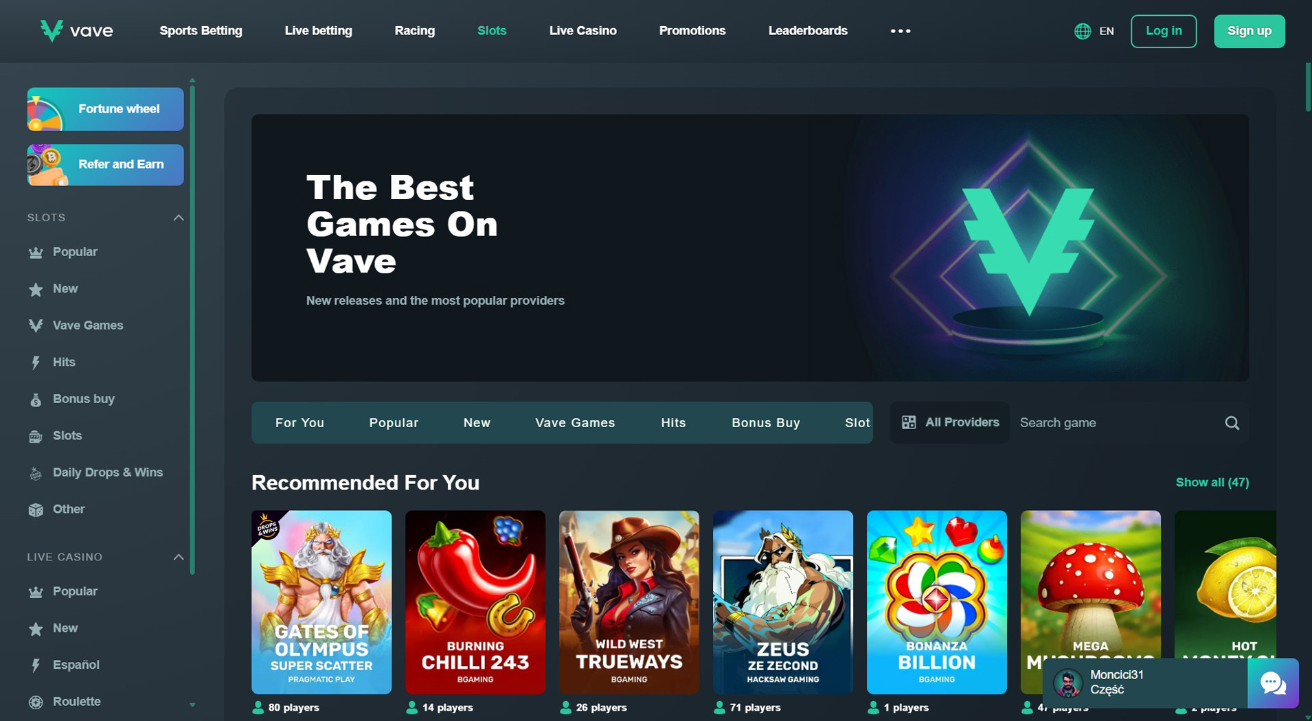 8. Vave - Popular Ethereum Casino Bonus